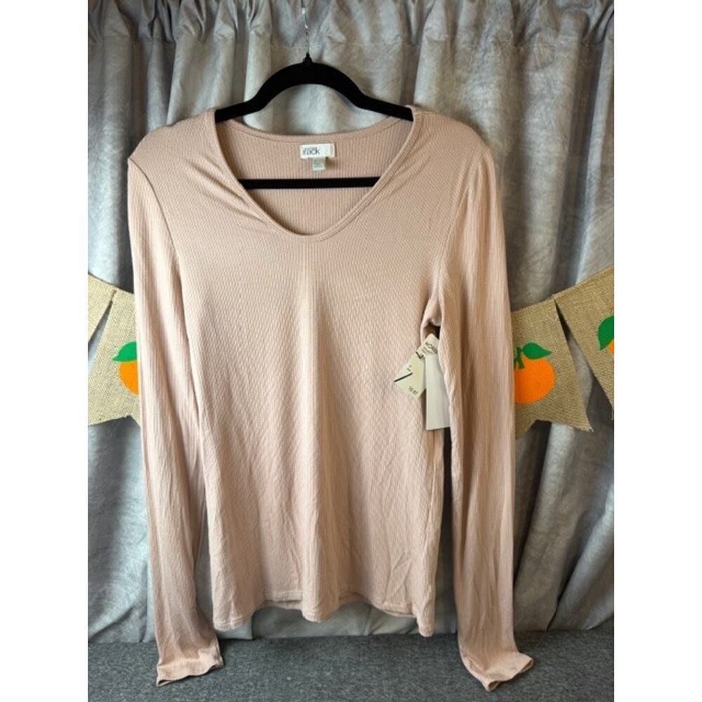 Nordstrom Rack Crew Neck Long Sleeve Pullover Pink Adobe T Shirt Size M - Picture 2 of 7